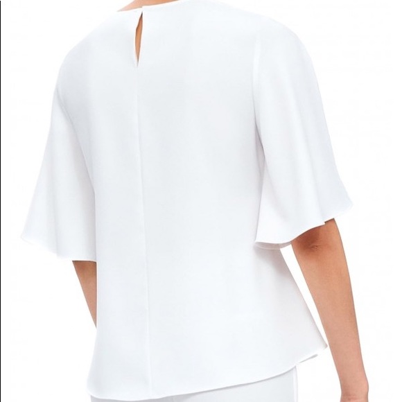 Zara White Keyhole Belted Flutter Sleeve Flowy Blouse with Bow 4043/061 - Picture 6 of 6